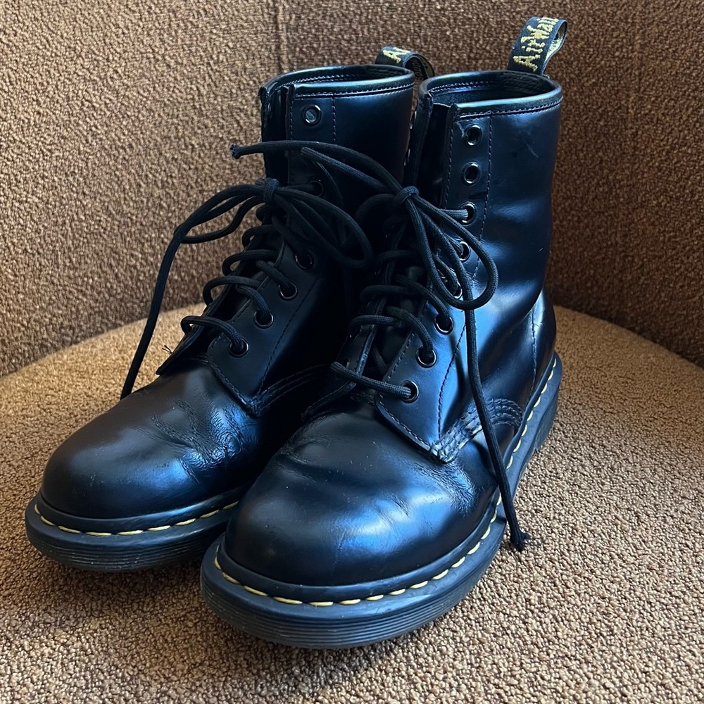Doc Martin black leather 8-hole boots